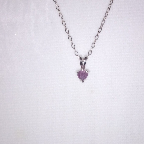 Sterling Silver Link Chain Small Dainty Amethyst Necklace - Size 16" - Picture 1 of 8
